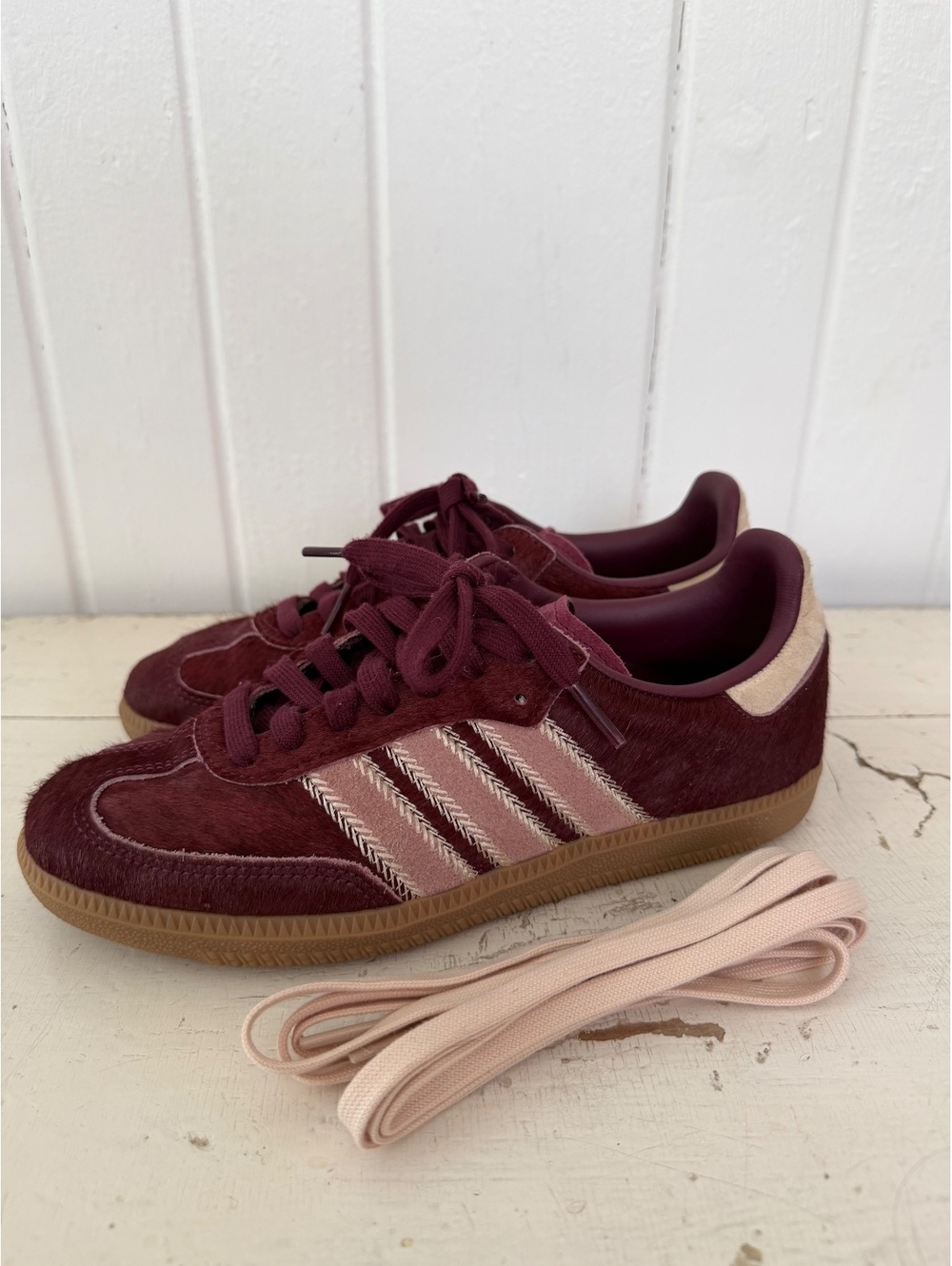 ADIDAS Samba OG Pony Hair Burgundy and Pink size 6.5 Women’s